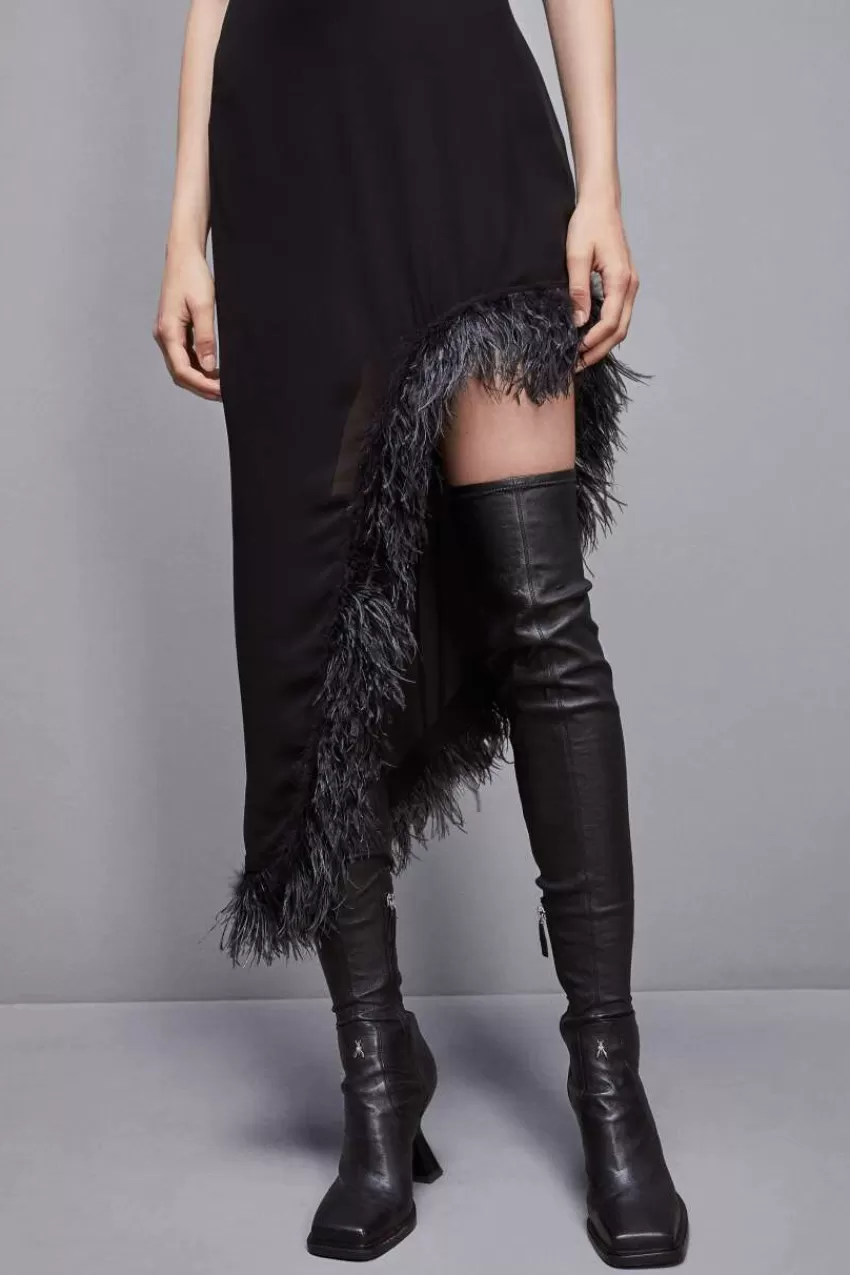 abito_con_piume_in_chiffon_3.webp Patrizia Pepe Lunghi<Abito con piume in chiffon