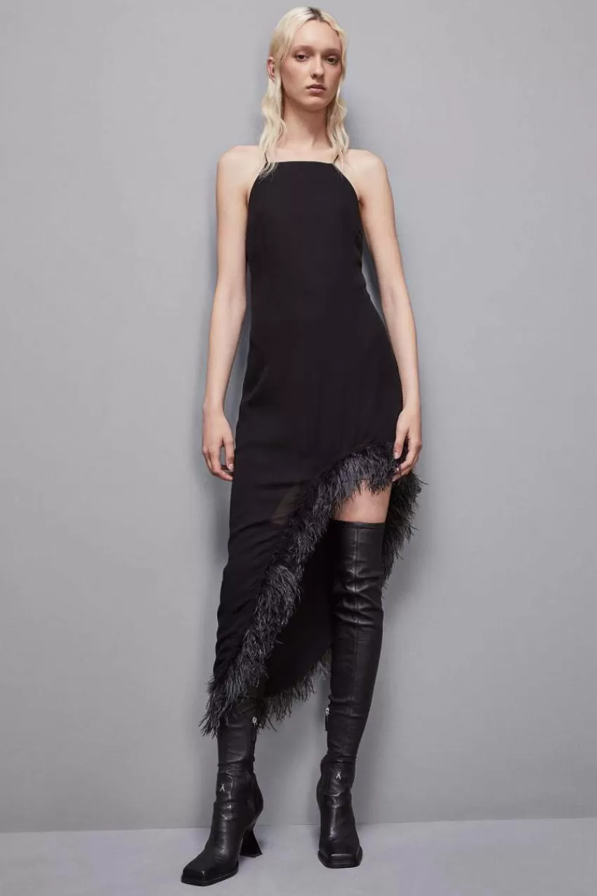 abito_con_piume_in_chiffon_5.webp Patrizia Pepe Lunghi<Abito con piume in chiffon