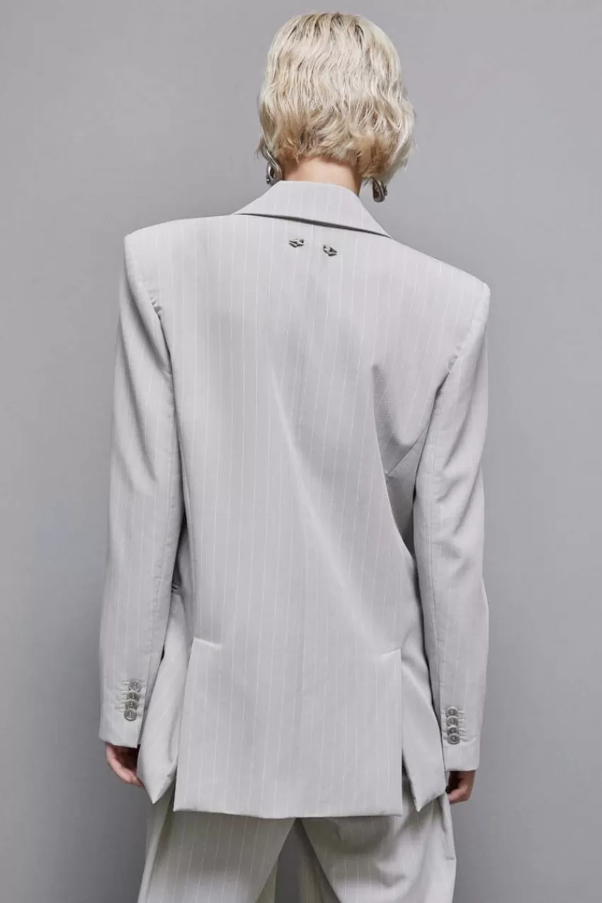 blazer_gessato_un_bottone_in_flanella_2-1.webp Patrizia Pepe Blazer<Blazer gessato un bottone in flanella