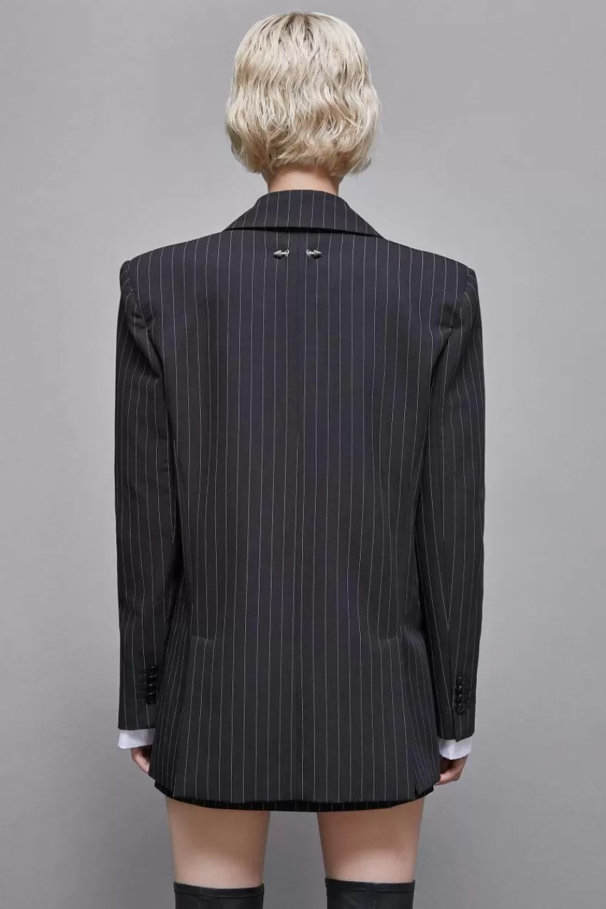 blazer_gessato_un_bottone_in_flanella_2.webp Patrizia Pepe Blazer<Blazer gessato un bottone in flanella