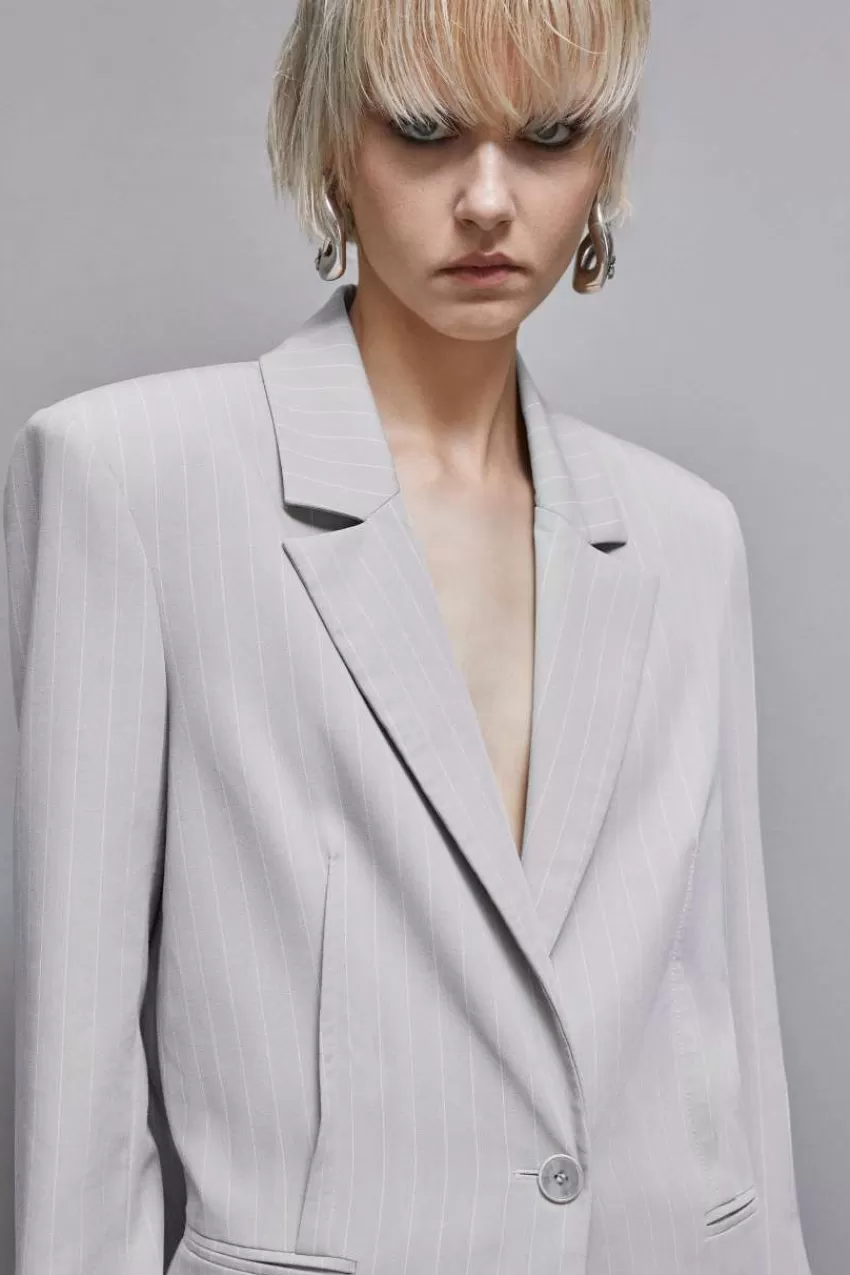 blazer_gessato_un_bottone_in_flanella_3-1.webp Patrizia Pepe Blazer<Blazer gessato un bottone in flanella