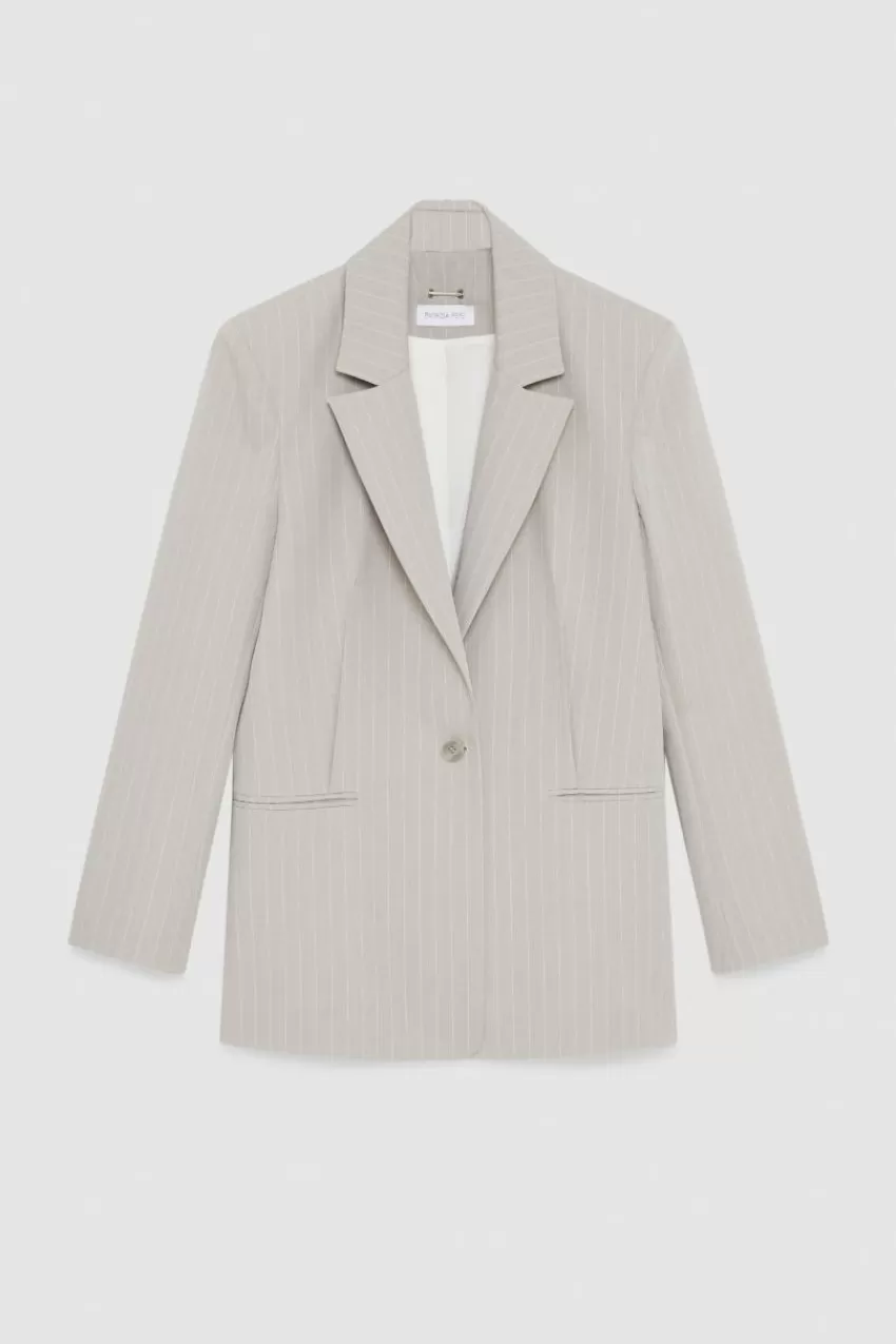 blazer_gessato_un_bottone_in_flanella_4-1.webp Patrizia Pepe Blazer<Blazer gessato un bottone in flanella