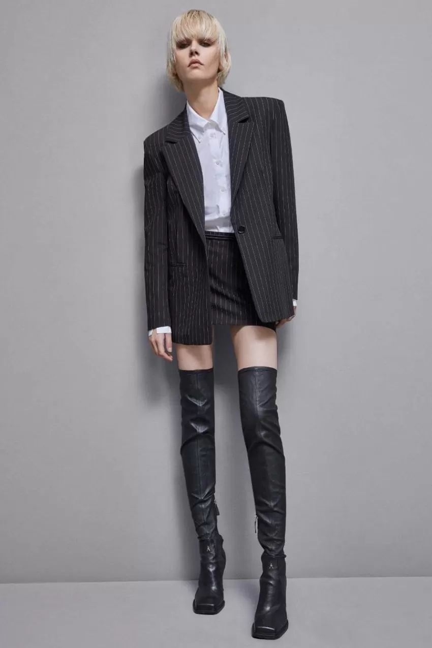 blazer_gessato_un_bottone_in_flanella_6.webp Patrizia Pepe Blazer<Blazer gessato un bottone in flanella