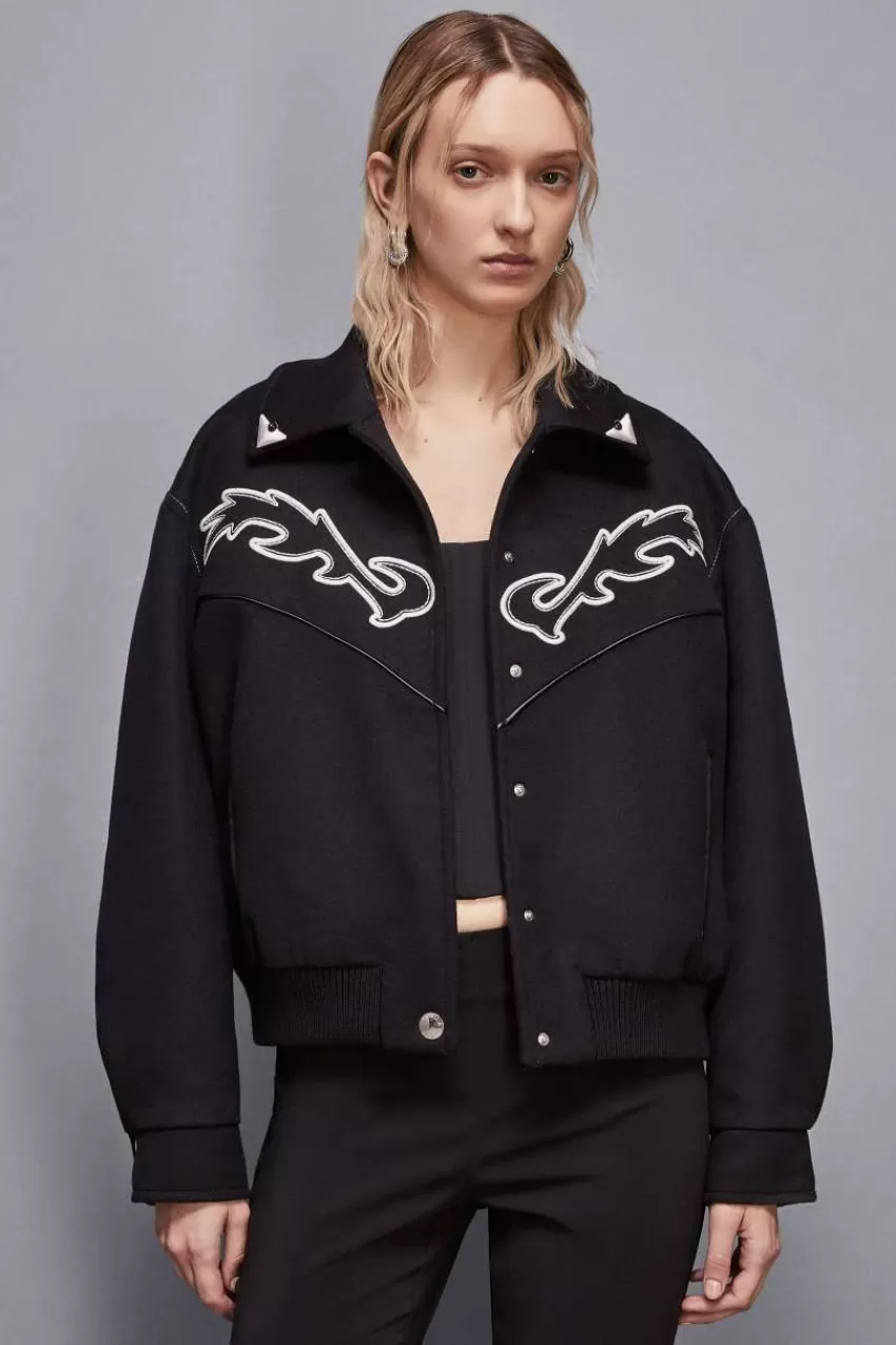 bomber_con_ricamo_cowgirl_a_contrasto_3.webp Patrizia Pepe Giacche<Bomber con ricamo cowgirl a contrasto