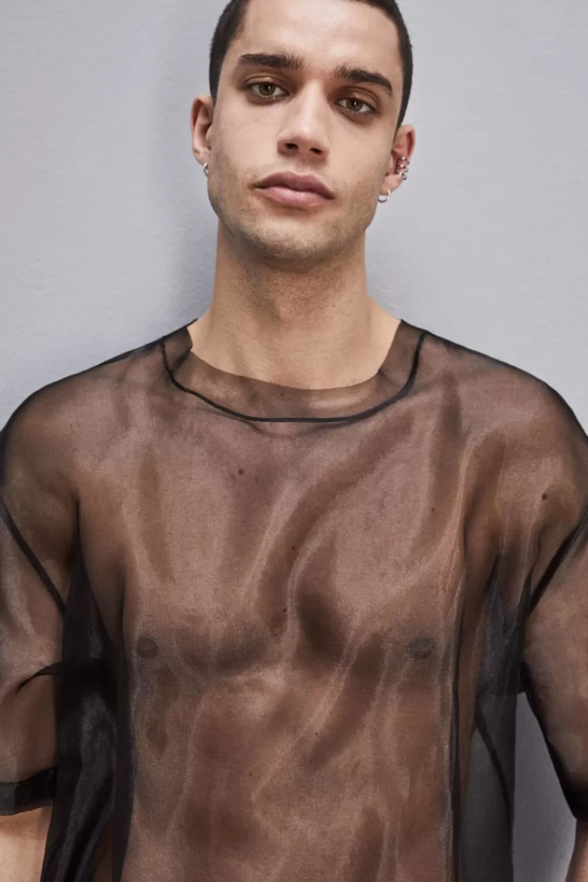 Uomo Patrizia Pepe T-Shirt E Camicie<Boxy T-shirt manica corta con bordo taglio vivo