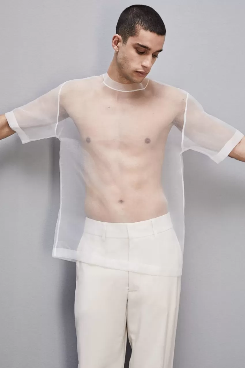 Uomo Patrizia Pepe T-Shirt E Camicie<Boxy T-shirt manica corta con bordo taglio vivo