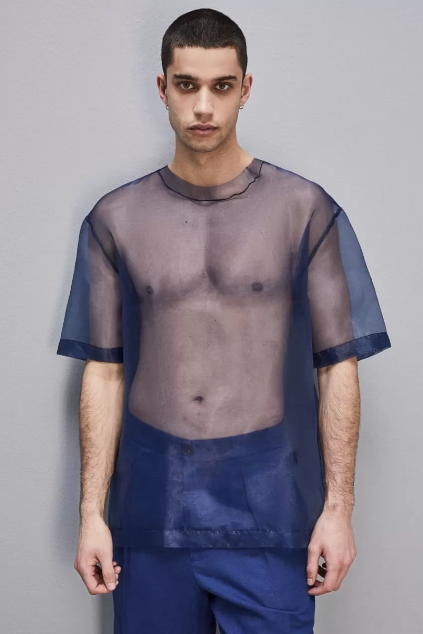 Uomo Patrizia Pepe T-Shirt E Camicie<Boxy T-shirt manica corta con bordo taglio vivo