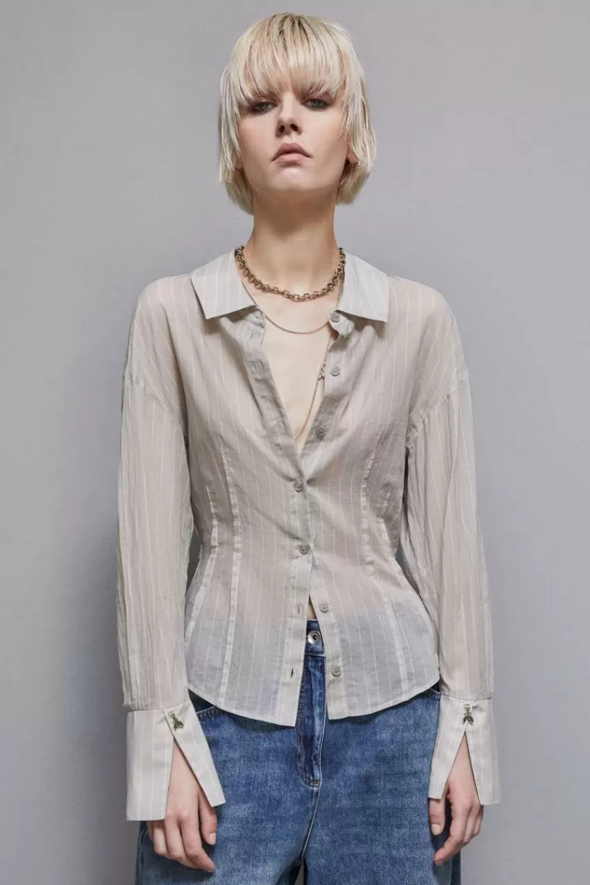 camicia_gessata_in_cotone_3.webp Patrizia Pepe Camicie<Camicia gessata in cotone