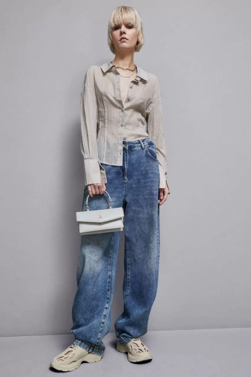 camicia_gessata_in_cotone_5.webp Patrizia Pepe Camicie<Camicia gessata in cotone