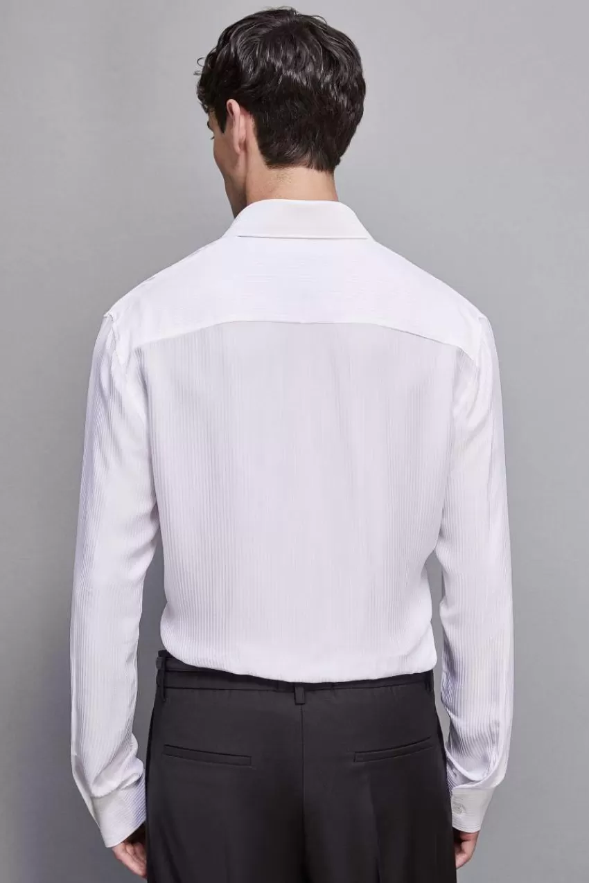 camicia_jacquard_in_twill_di_viscosa_2.webp Uomo Patrizia Pepe T-Shirt E Camicie<Camicia jacquard in twill di viscosa