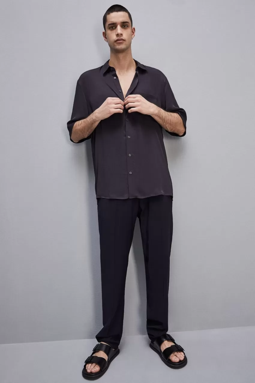 Uomo Patrizia Pepe T-Shirt E Camicie<Camicia manica corta in twill di viscosa