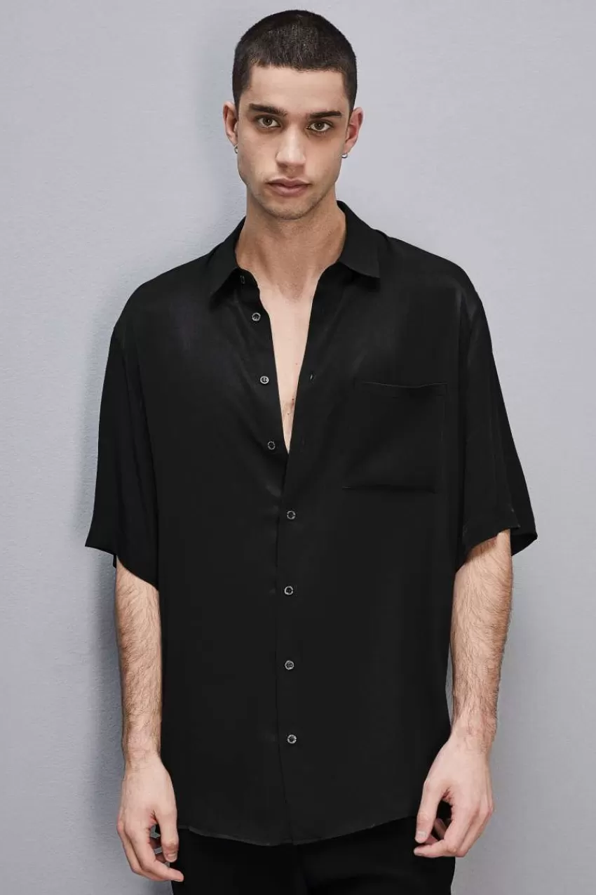 Uomo Patrizia Pepe T-Shirt E Camicie<Camicia manica corta in twill di viscosa