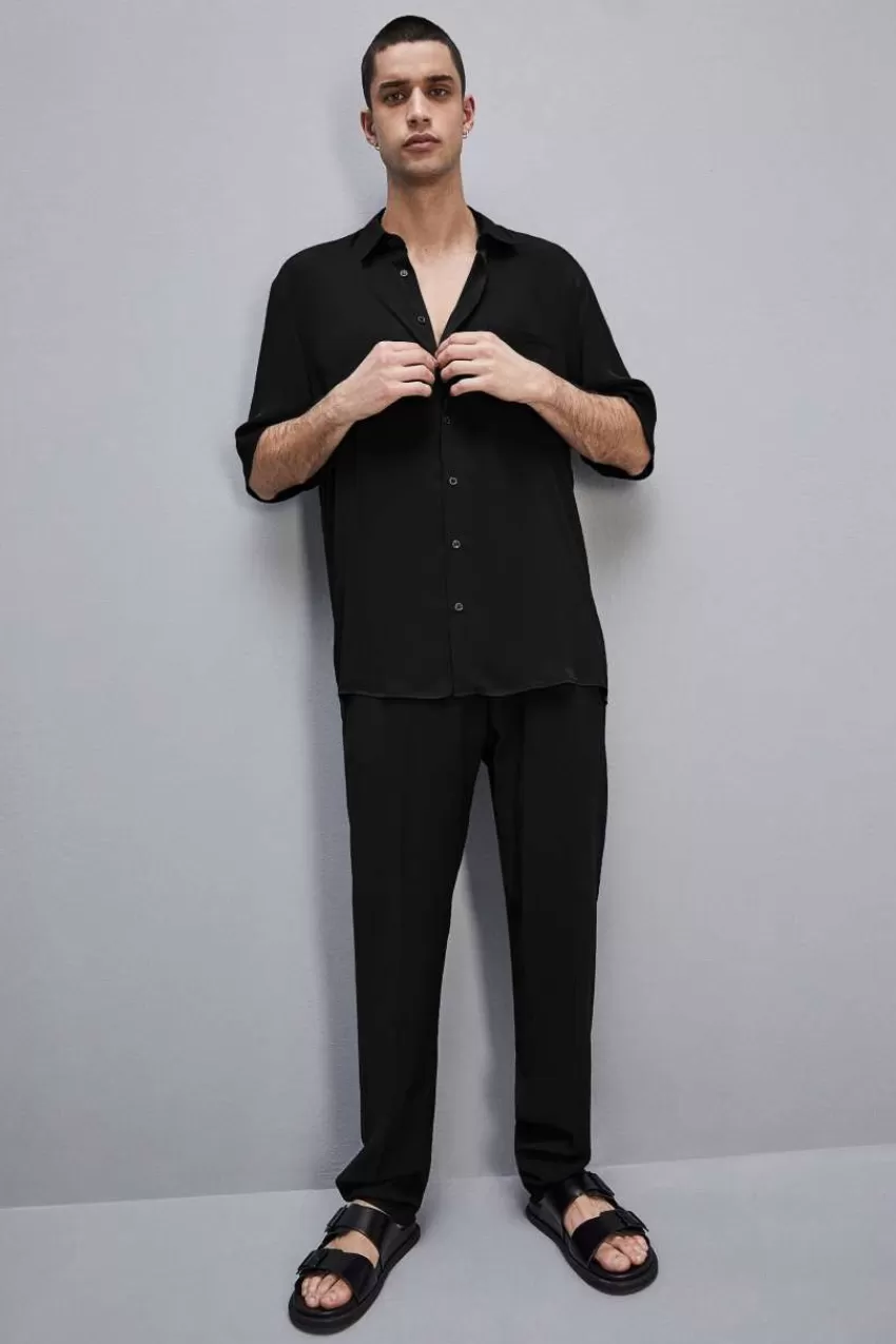 Uomo Patrizia Pepe T-Shirt E Camicie<Camicia manica corta in twill di viscosa