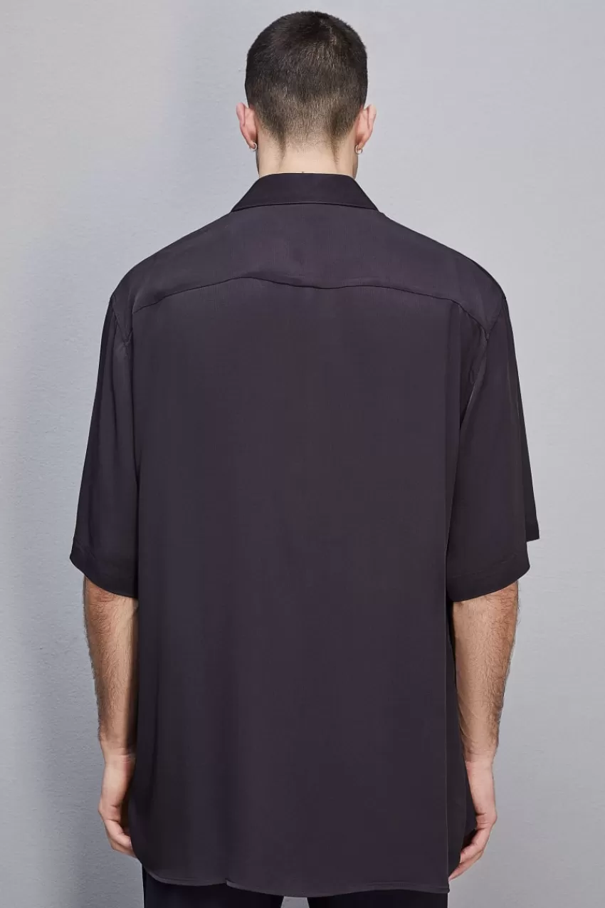 camicia_manica_corta_in_twill_di_viscosa_2-1.webp Uomo Patrizia Pepe T-Shirt E Camicie<Camicia manica corta in twill di viscosa