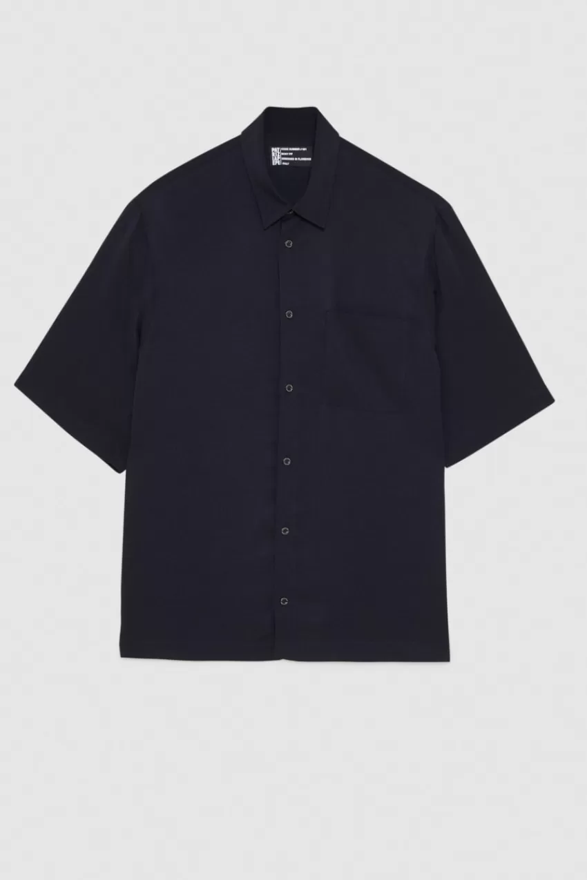 camicia_manica_corta_in_twill_di_viscosa_4-1.webp Uomo Patrizia Pepe T-Shirt E Camicie<Camicia manica corta in twill di viscosa