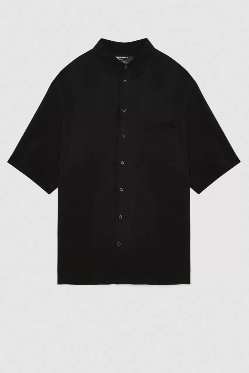 camicia_manica_corta_in_twill_di_viscosa_4.webp Uomo Patrizia Pepe T-Shirt E Camicie<Camicia manica corta in twill di viscosa