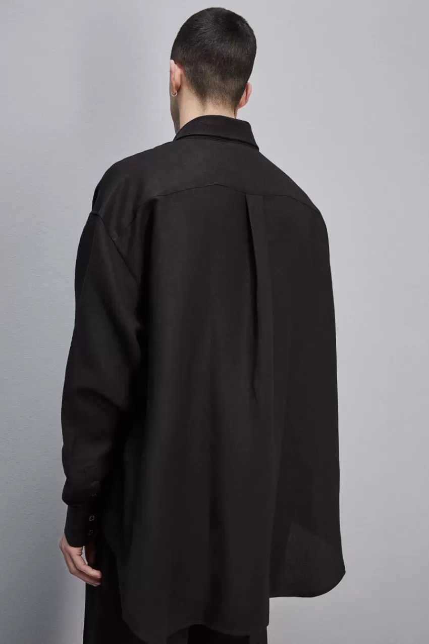 camicia_oversize_in_lino_e_viscosa_2.webp Uomo Patrizia Pepe T-Shirt E Camicie<Camicia oversize in lino e viscosa