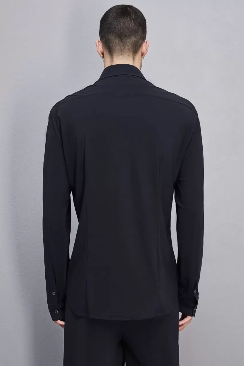 camicia_slim_fit_in_jersey_2.webp Uomo Patrizia Pepe T-Shirt E Camicie<Camicia slim fit in jersey