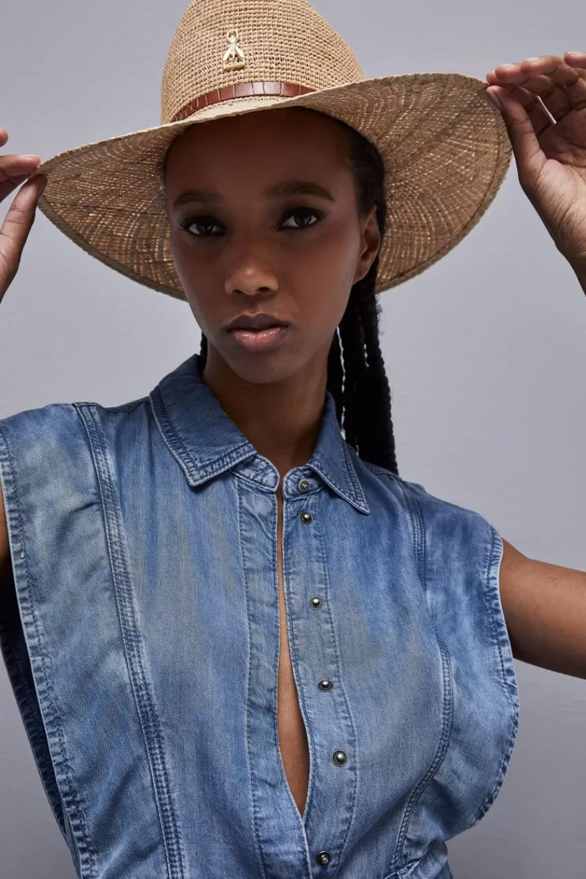 cappello_cowboy_con_cinturino_in_pelle_4.webp Patrizia Pepe Cappelli E Guanti<Cappello Cowboy con cinturino in pelle