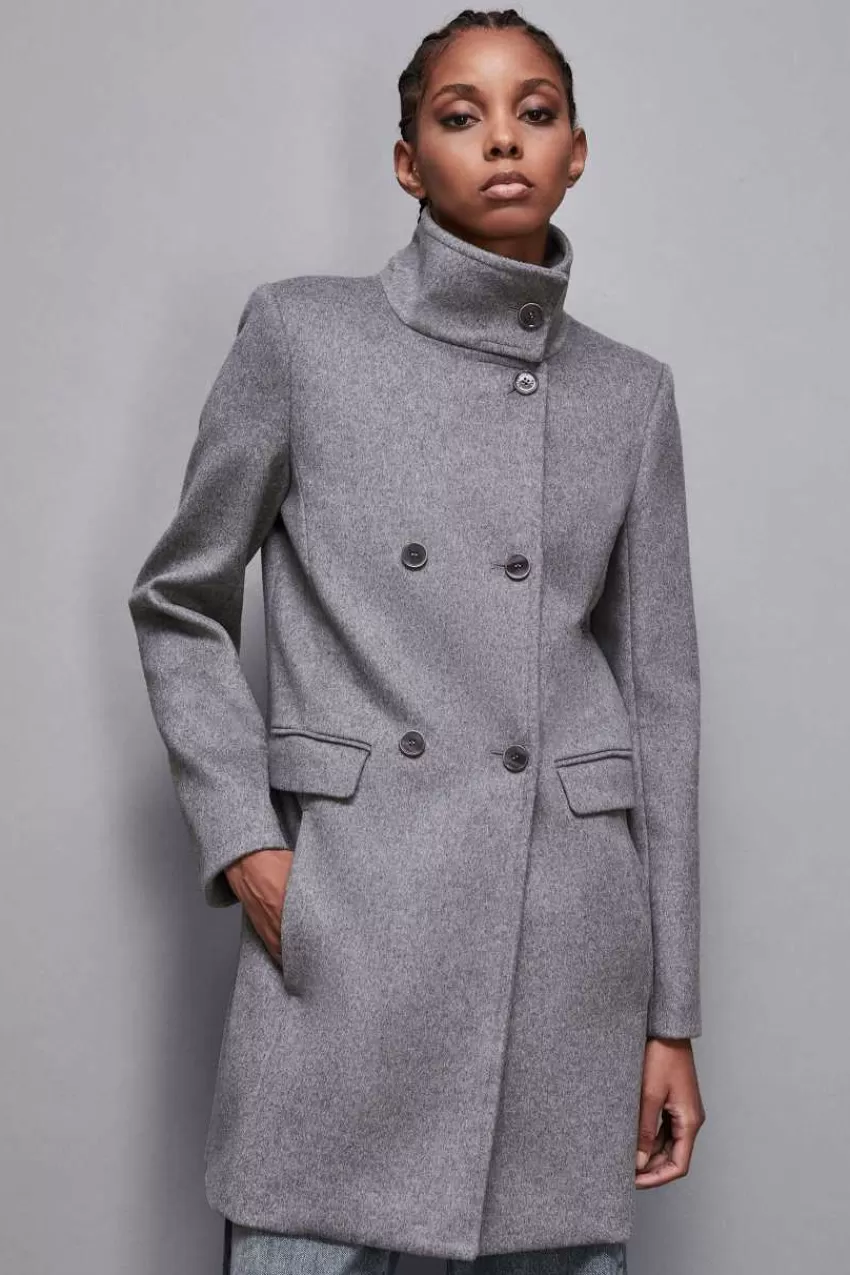 cappotto_collo_alto_in_panno_essential_5.webp Patrizia Pepe Cappotti<Cappotto collo alto in panno "Essential"