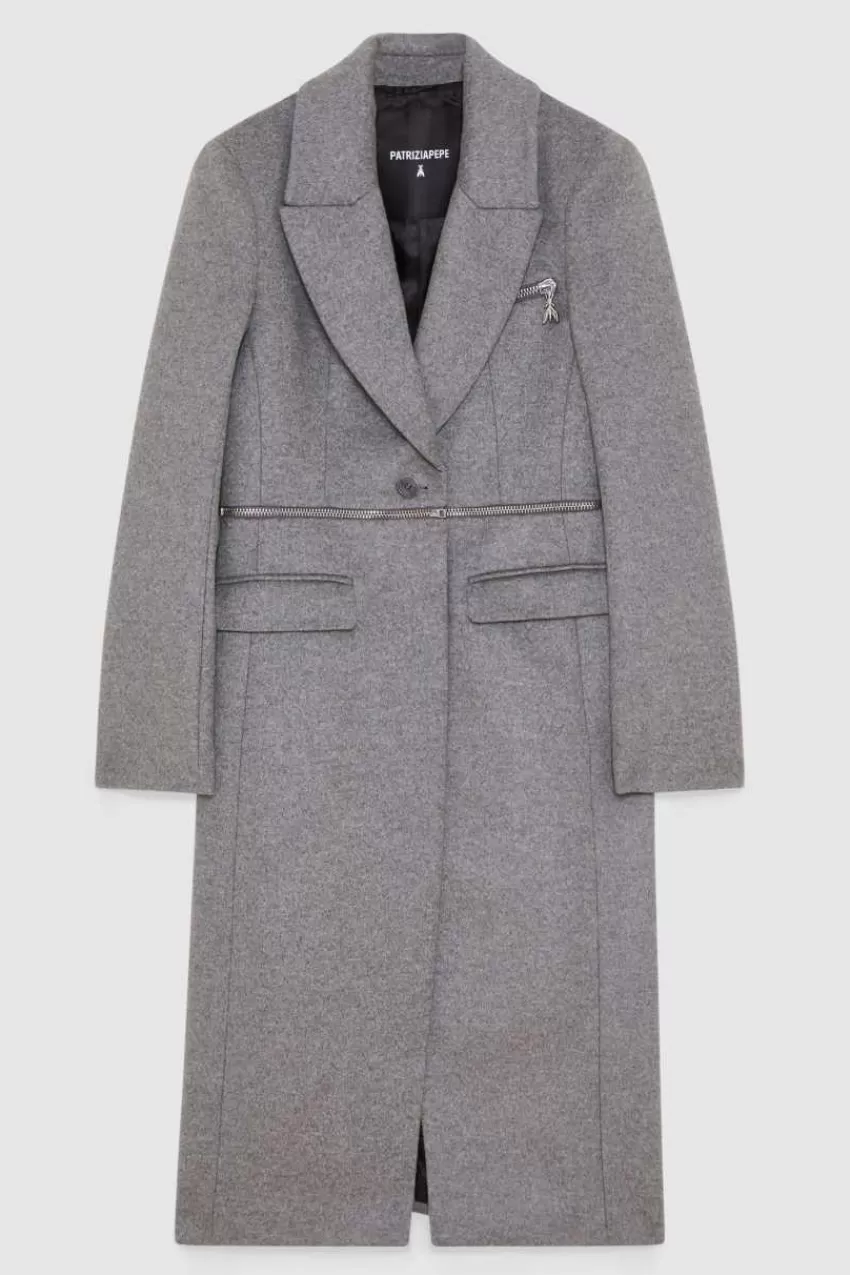 cappotto_con_maxizip_in_vita_essential_4.webp Patrizia Pepe Cappotti<Cappotto con maxi-zip in vita "Essential"