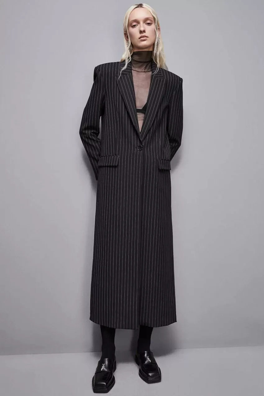 cappotto_lungo_gessato_in_flanella_2.webp Patrizia Pepe Cappotti<Cappotto lungo gessato in flanella