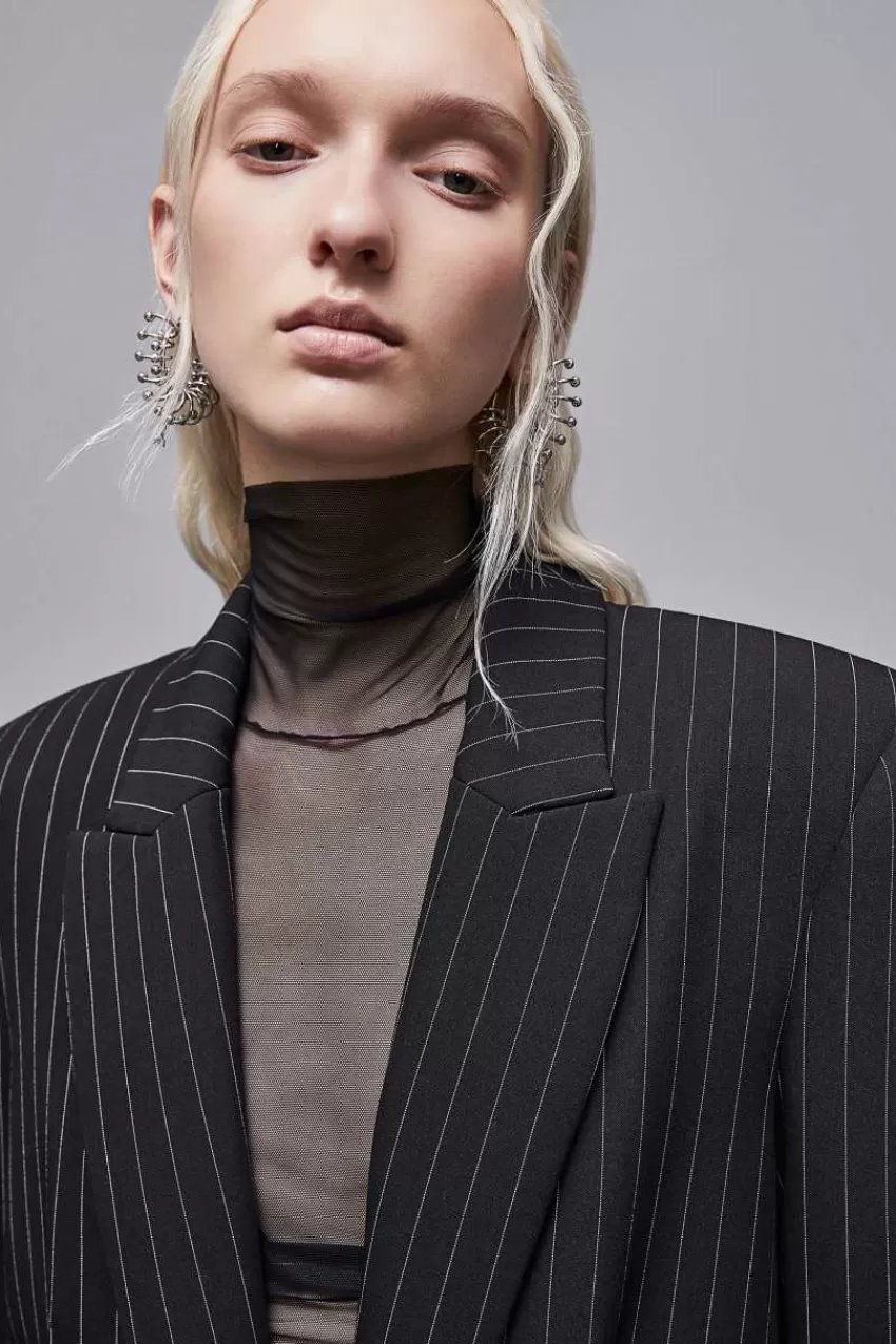 cappotto_lungo_gessato_in_flanella_3.webp Patrizia Pepe Cappotti<Cappotto lungo gessato in flanella