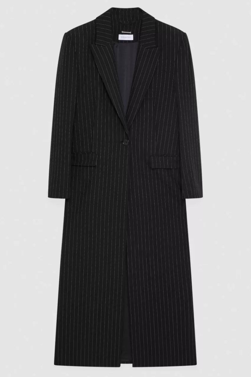 cappotto_lungo_gessato_in_flanella_4.webp Patrizia Pepe Cappotti<Cappotto lungo gessato in flanella