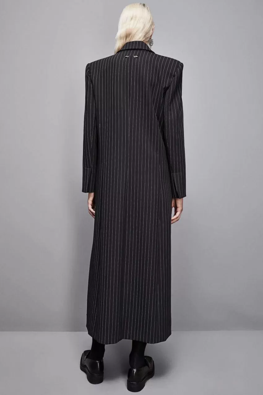 cappotto_lungo_gessato_in_flanella_5.webp Patrizia Pepe Cappotti<Cappotto lungo gessato in flanella