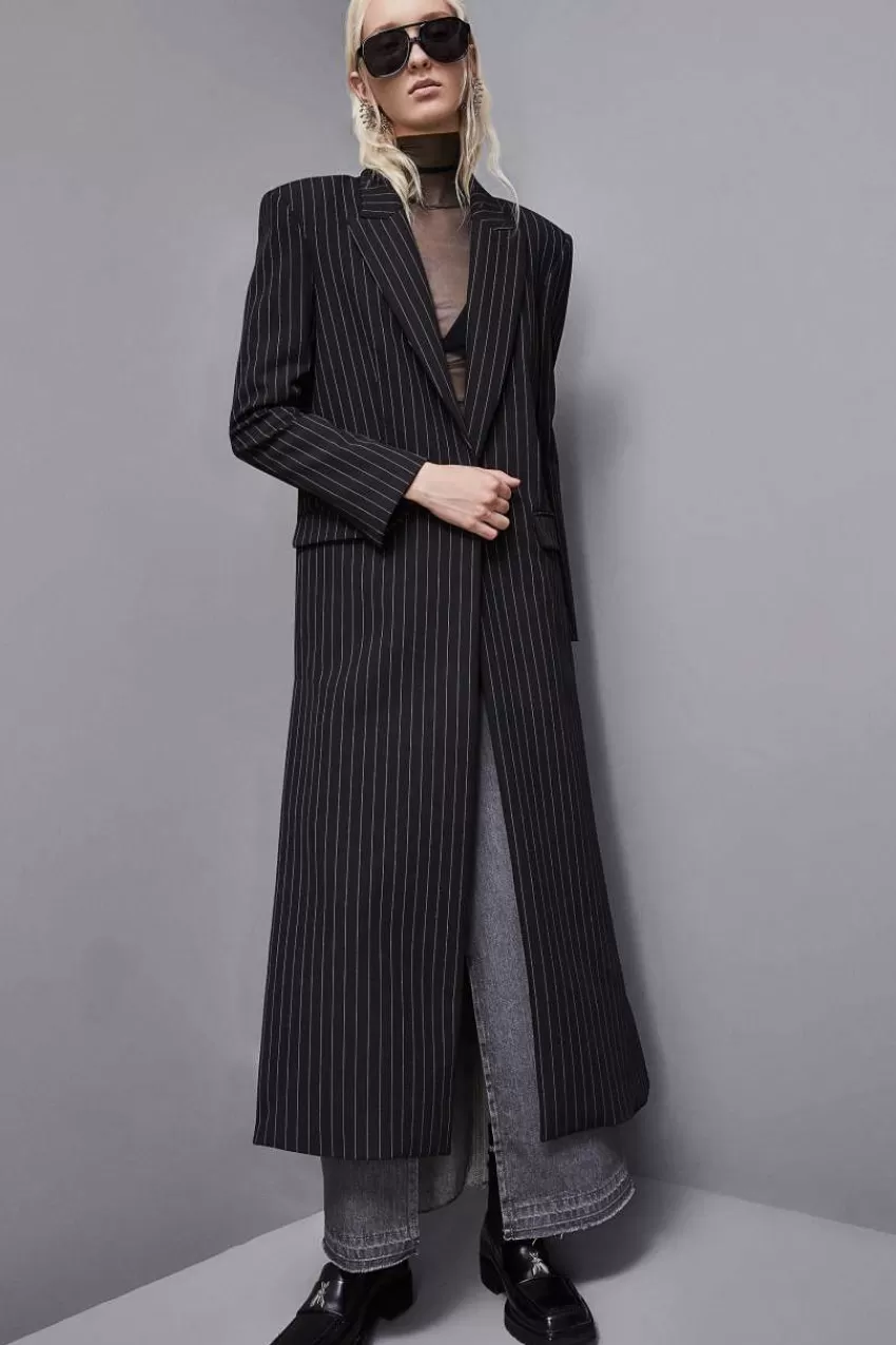 cappotto_lungo_gessato_in_flanella_6.webp Patrizia Pepe Cappotti<Cappotto lungo gessato in flanella