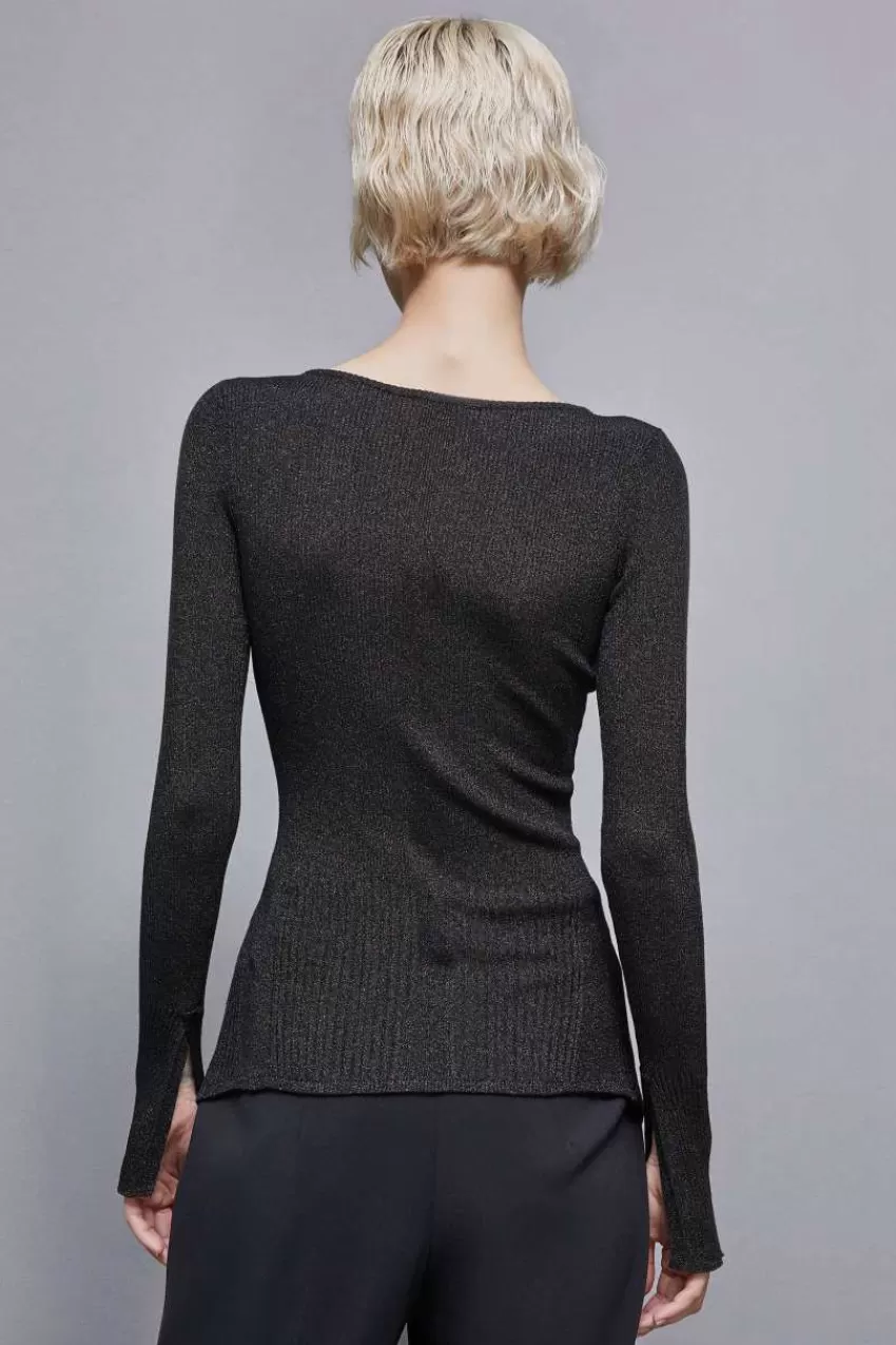 cardigan_a_costine_in_lurex_essential_2.webp Patrizia Pepe Cardigan<Cardigan a costine in lurex Essential