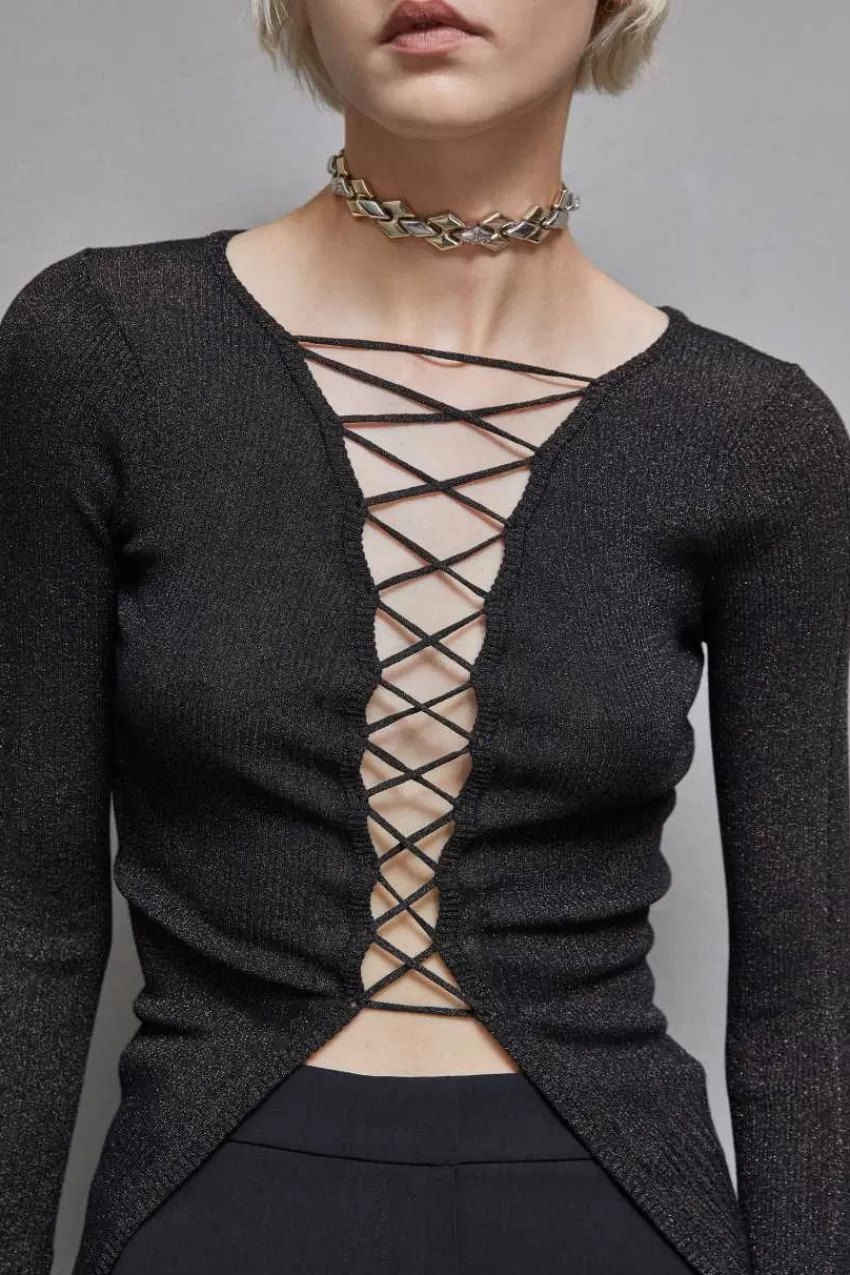 cardigan_a_costine_in_lurex_essential_3.webp Patrizia Pepe Cardigan<Cardigan a costine in lurex Essential