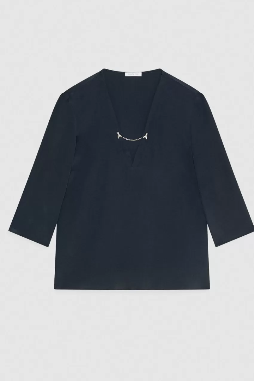 casacca_regular_fit_in_misto_seta_4.webp Patrizia Pepe Tops<Casacca regular fit in misto seta