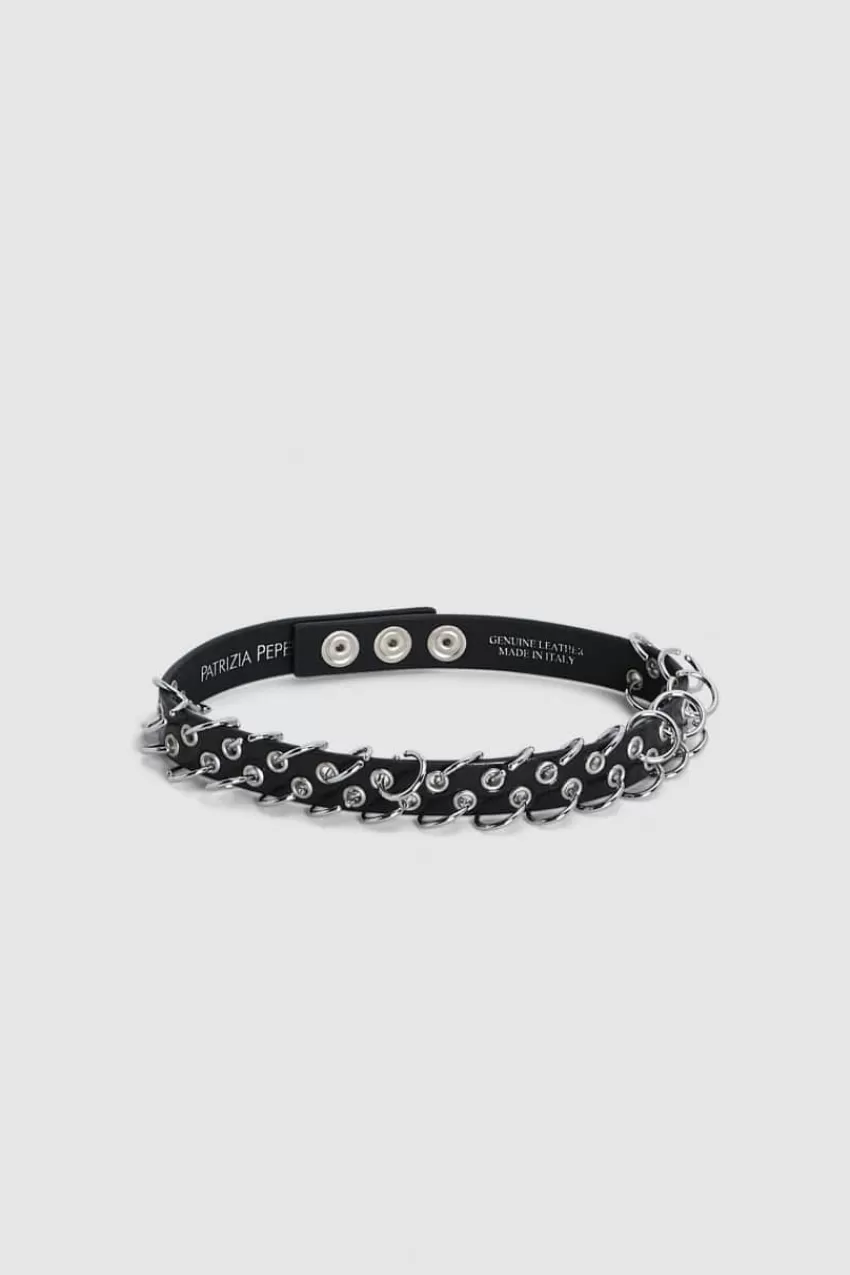 choker_con_borchie_in_nikel_e_pelle_3.webp Patrizia Pepe Collane<Choker con borchie in nikel e pelle