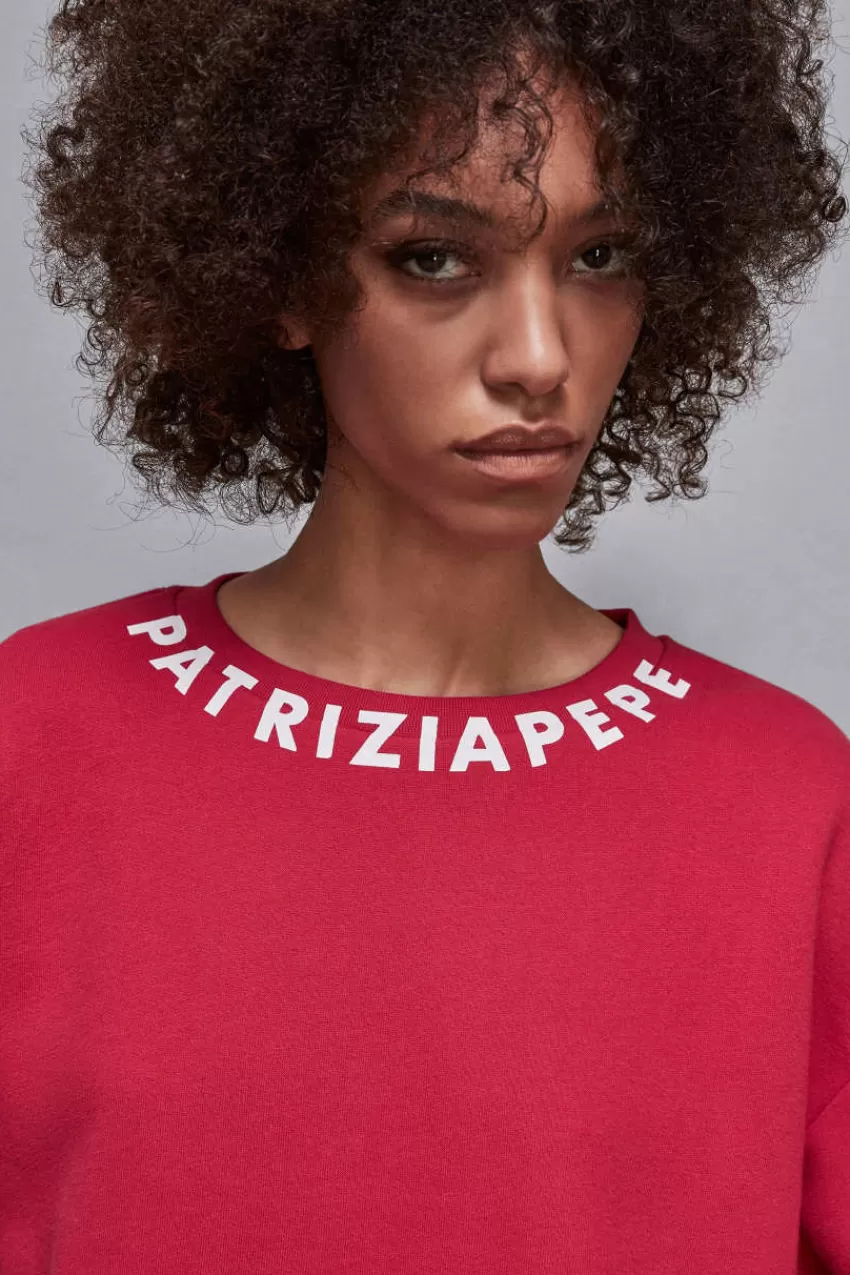 felpa_taglio_vivo_con_logo_3.webp Patrizia Pepe Maglie<Felpa taglio vivo con logo