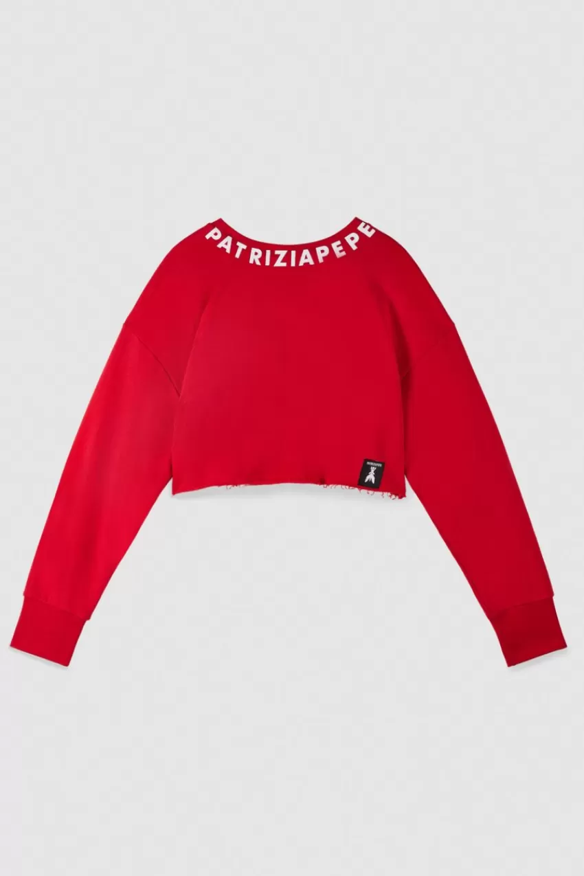 felpa_taglio_vivo_con_logo_4.webp Patrizia Pepe Maglie<Felpa taglio vivo con logo