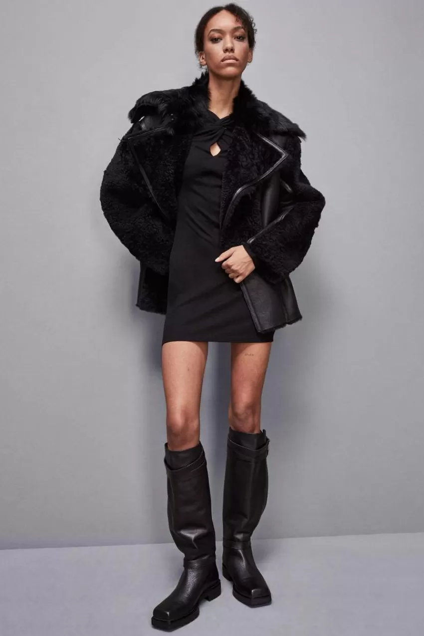 giacca_biker_over_con_pelo_2.webp Patrizia Pepe Giubbotti In Pelle | Cappotti<Giacca biker over con pelo