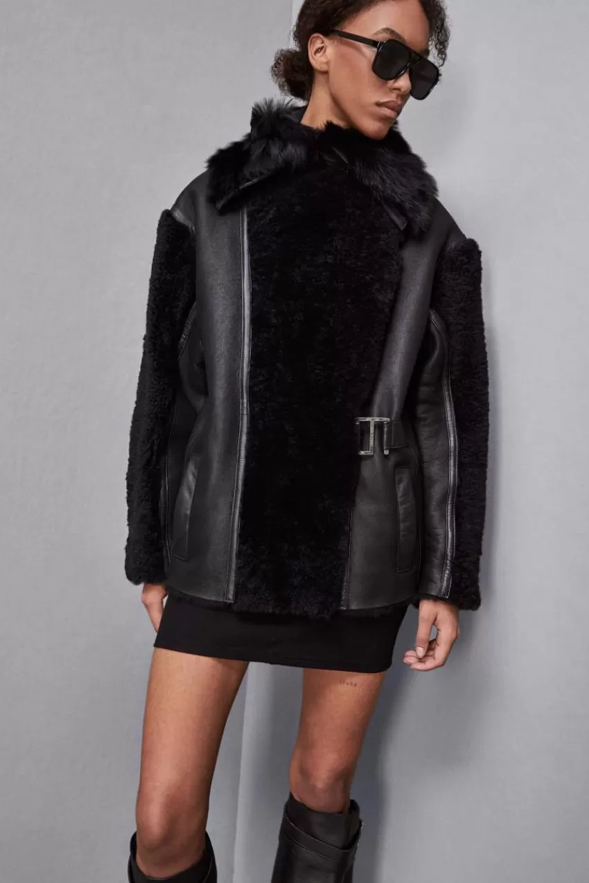 giacca_biker_over_con_pelo_5.webp Patrizia Pepe Giubbotti In Pelle | Cappotti<Giacca biker over con pelo