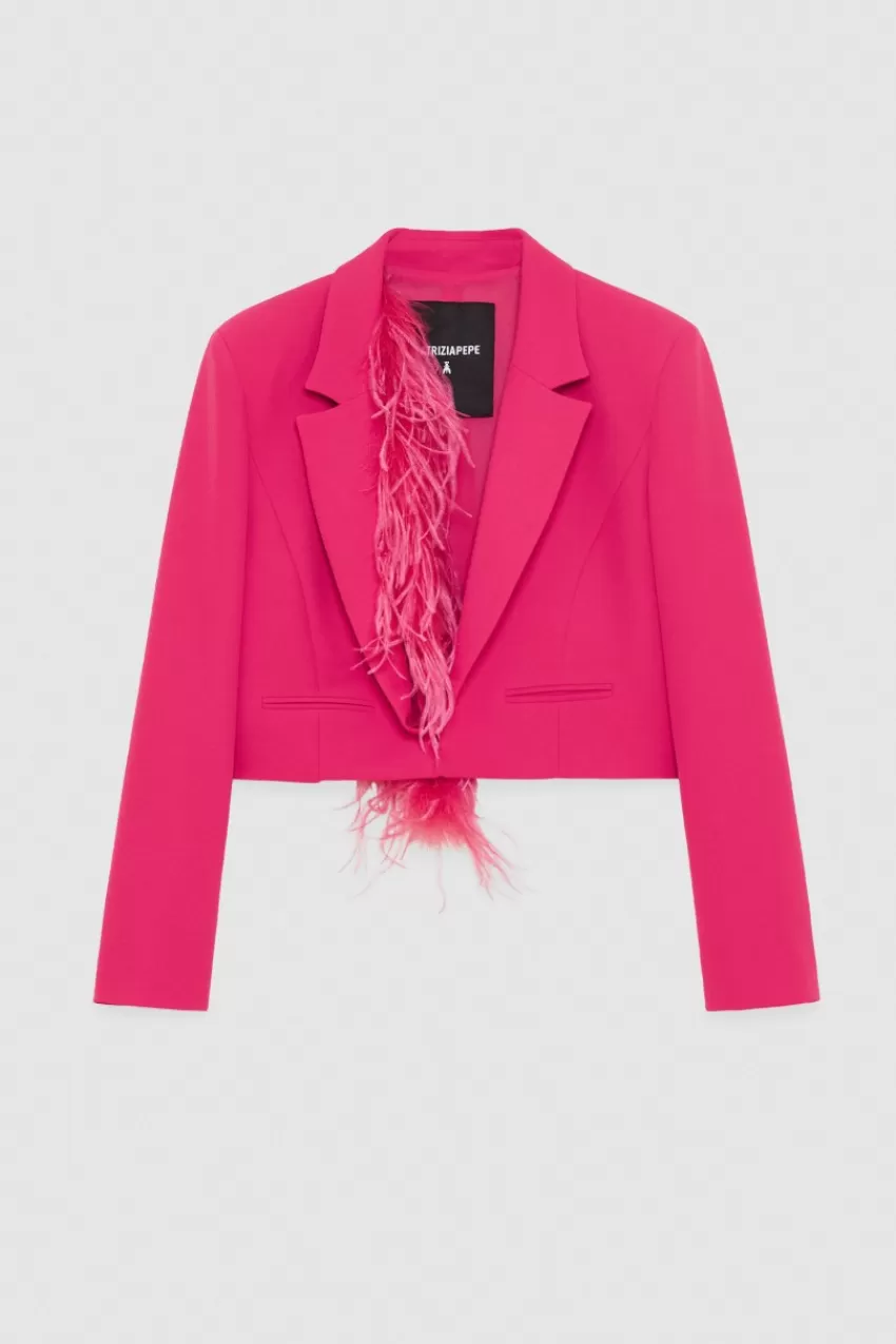 giacca_con_piuma_in_tessuto_stretch_4.webp Patrizia Pepe Blazer<Giacca con piuma in tessuto stretch