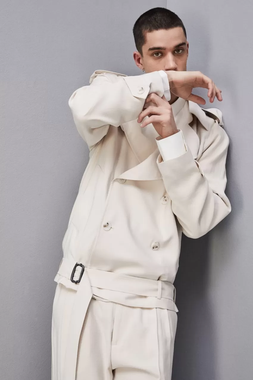 Uomo Patrizia Pepe Giacche<Giacca corta effetto trench in twill di viscosa