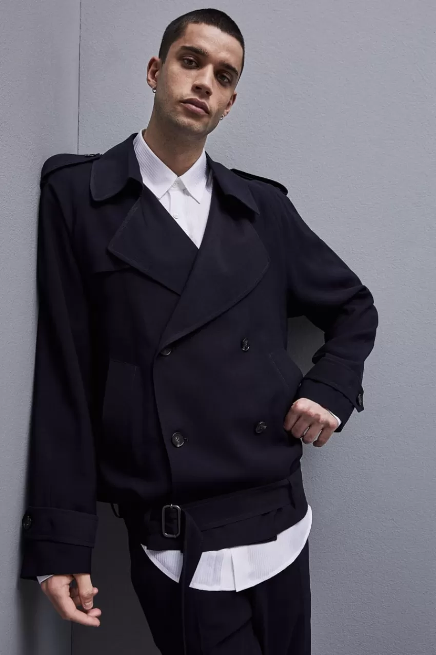 Uomo Patrizia Pepe Giacche<Giacca corta effetto trench in twill di viscosa