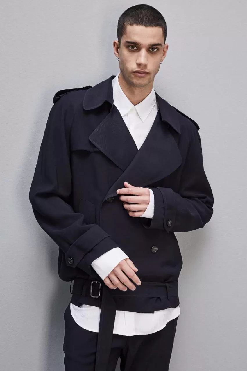 Uomo Patrizia Pepe Giacche<Giacca corta effetto trench in twill di viscosa