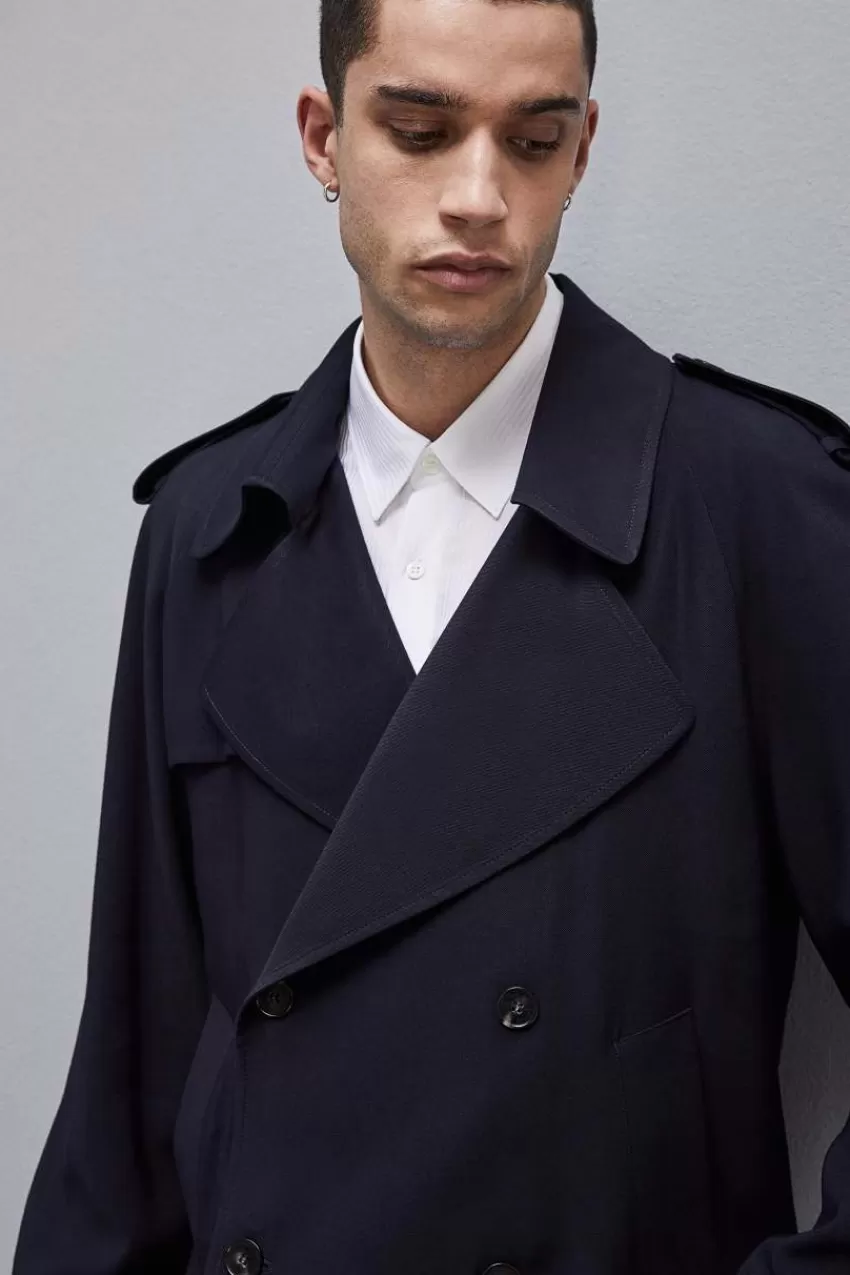 giacca_corta_effetto_trench_in_twill_di_viscosa_3.webp Uomo Patrizia Pepe Giacche<Giacca corta effetto trench in twill di viscosa