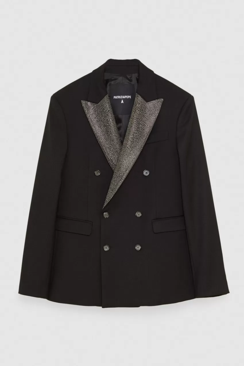 giacca_in_flanella_e_strass_4.webp Uomo Patrizia Pepe Giacche<Giacca in flanella e strass