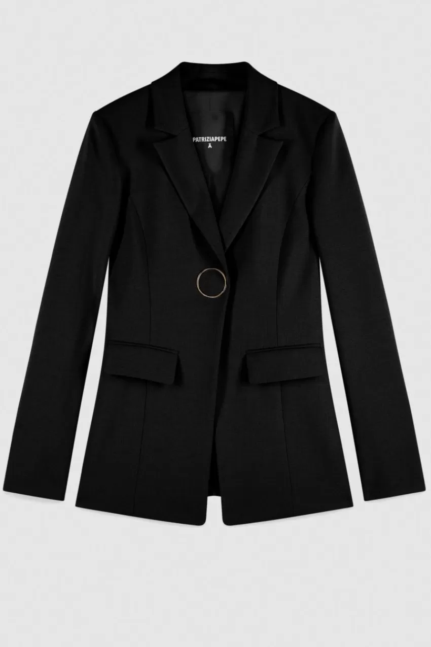 giacca_in_gabardina_di_lana_stretch_4-1.webp Patrizia Pepe Tailleur | Blazer<Giacca in gabardina di lana stretch