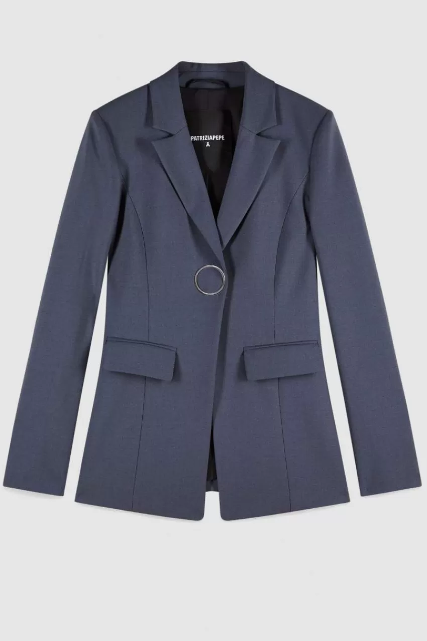 giacca_in_gabardina_di_lana_stretch_4.webp Patrizia Pepe Tailleur | Blazer<Giacca in gabardina di lana stretch