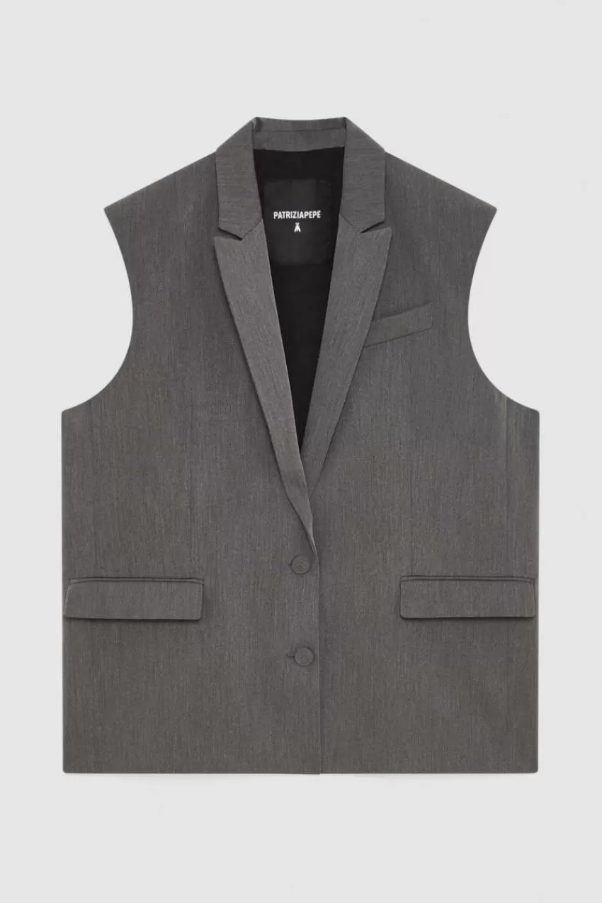 gilet_over_in_viscosa_essential_4.webp Patrizia Pepe Tailleur | Blazer<Gilet over in viscosa "Essential"
