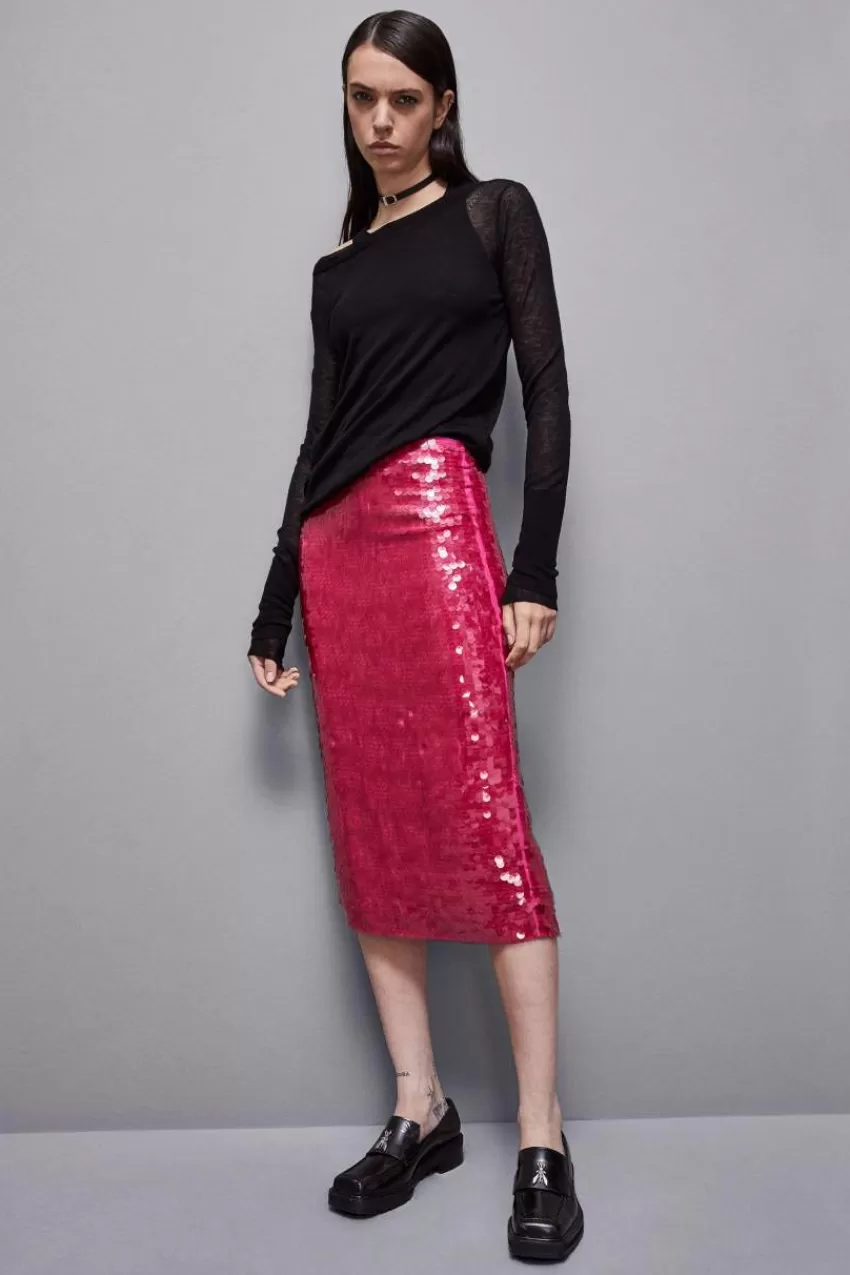 gonna_in_tulle_stretch_con_paillettes_5.webp Patrizia Pepe Longuette<Gonna in tulle stretch con paillettes