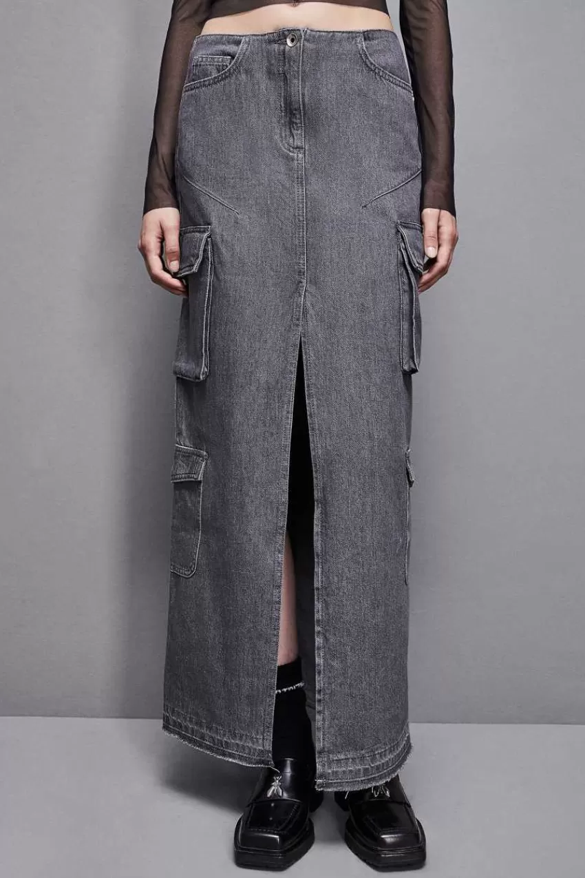 gonna_lunga_in_jeans_grigio_2.webp Patrizia Pepe Lunghe<Gonna lunga in jeans