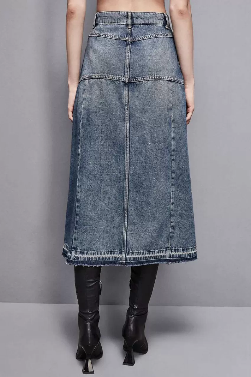 gonna_midi_in_jeans_blu_2.webp Patrizia Pepe Longuette<Gonna midi in jeans blu